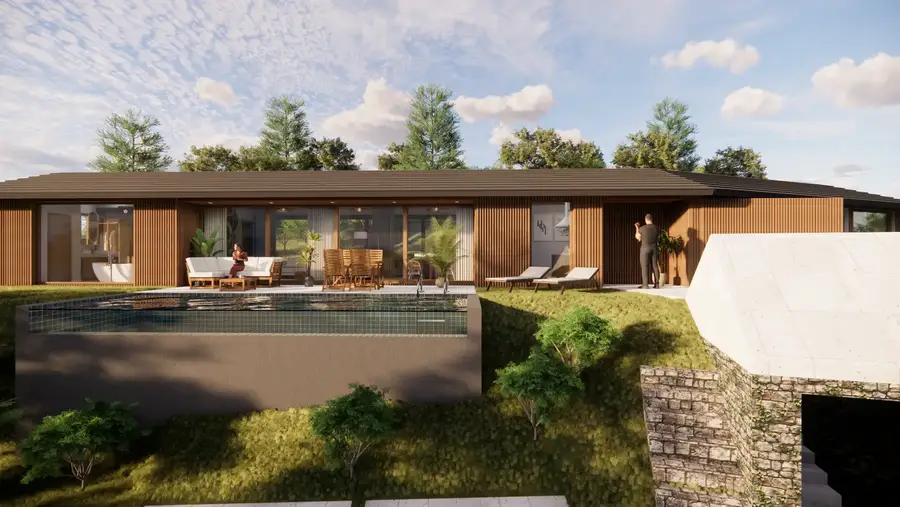 Moradia com piscina e jardim